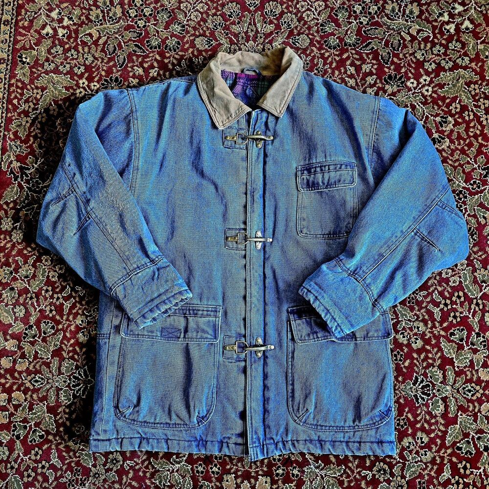 Vintage 90s Lobster Clasp Denim Chore Jacket American Eagle